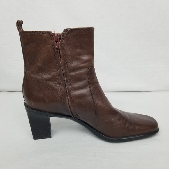 Antonio Melani brown leather ankle/chunky heel boots 9.5 M - Picture 4 of 13